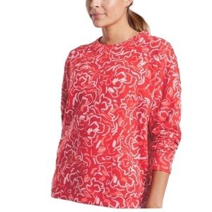 Athleta Abstract Floral Matador Red Balance Sweatshirt Oversized Small